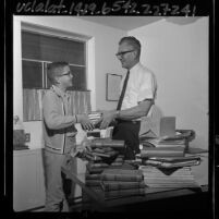 Grandview Presbyterian Church of Glendale minister, Lee V. Kliewer with son in Glendale, Calif., 1965