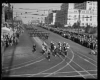 Officers march in the Preparedness Parade, Los Angeles, 1934