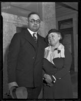 Erwin P. Werner and his wife, Mrs. Helen Werner appear in Federal court, Los Angeles, 1936