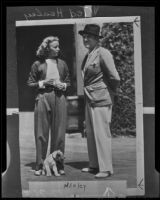 Ted Healy and "Bonnie" Bonnell stand outside her home at 141 Mayberry Road, Santa Monica, 1935