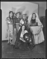 Performers pose in costume at the Los Angeles Times "Mexican Night" event, Los Angeles, 1935