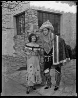 Anna E. La Chappelle and Millicent Barham show some Mexican fashions, Los Angeles, 1935