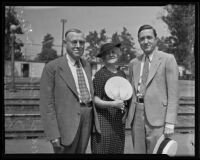 Ray L. Riley, Mrs. Riley, and Frank Weller leave for Mexico, Los Angeles, 1935