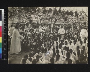 Congregation gathered for Christmas service, Andhra Pradesh, India, 1920