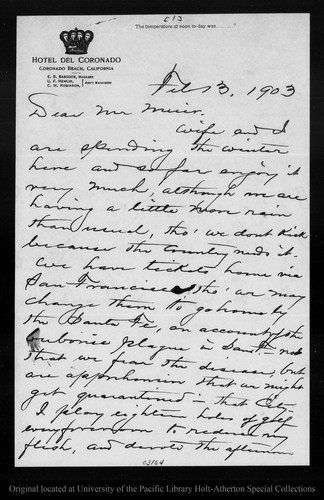 Letter from A. H. Sellers to John Muir, 1903 Feb 13