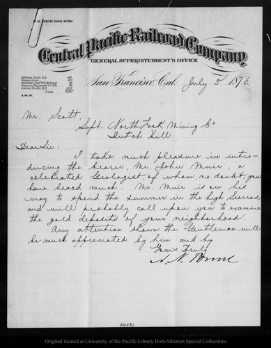 Letter from A. N. Towne to Mr. Scott, 1876 Jul 5