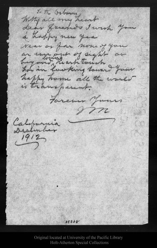 Letter from John Muir to Osborn [family], 1912 Dec