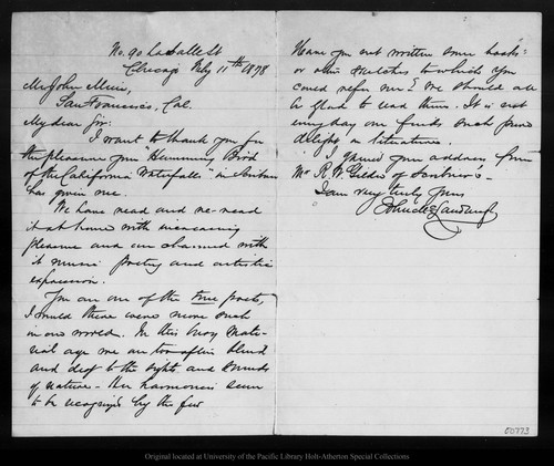 Letter from John Mc Landburgh to John Muir, 1878 Feb 11