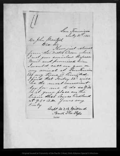Letter from Tho[ma]s Pope to John Strentzel, 1881 Jul 21