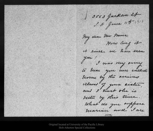 Letter from Katharine Hooker to John Muir, [1910] Jun 11