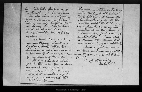 Letter from [Ann G. Muir] to Dan[iel H. Muir], 1890 Jun 28