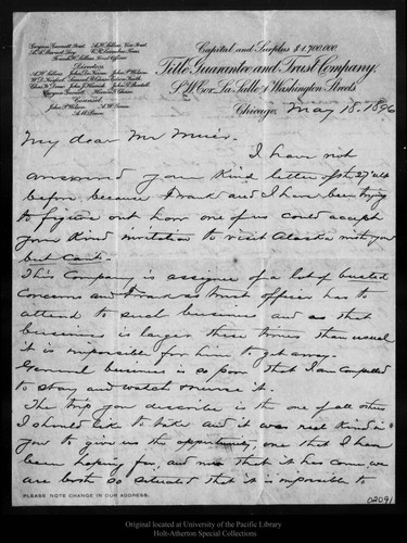 Letter from A.H. Sellers to John Muir, 1896 May 18