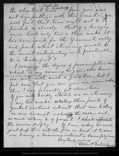 Letter from Albert Salisbury to John Muir, 1900 Apr 4