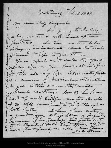 Letter from John Muir to [Charles Sprague] Sargent, 1899 Feb 16