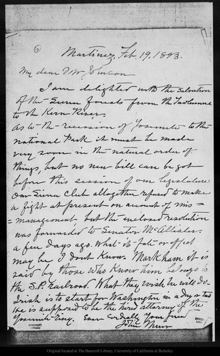 Letter from John Muir to [Robert Underwood] Johnson, 1893 Feb 19