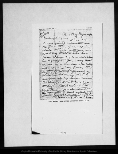Letter from John Muir to Henry Senger, 1892 May 10