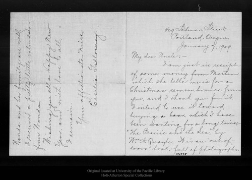 Letter from Cecilia Galloway to [John Muir], 1909 Jan 7