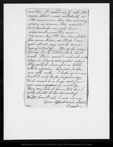 Letter from Sarah [Muir Galloway] to John Muir, 1888 Feb 3