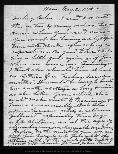 Letter from John Muir to Helen [Muir], 1908 May 21