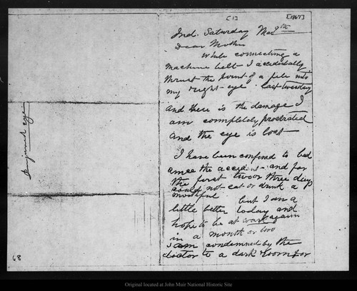 Letter from John Muir to Ann Gilrye Muir, 1867 Mar 9