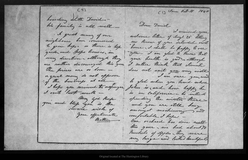 Letter from Ann Gilrye Muir to Daniel H. Muir, 1868 Oct 18