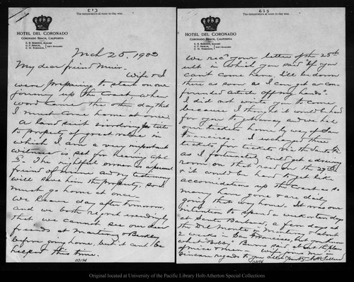 Letter from A. H. Sellers to John Muir, 1903 Mar 25