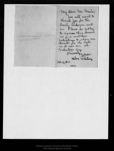 Letter from Helen Whitney to John Muir, 1914 Feb 12