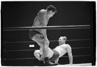 Sandor Szabo and Gino "Red" Vagnone wrestle, circa summer 1937