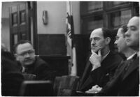 Police Captain Earle E. Kynette sits in court after being charged with conspiracy to commit murder, Los Angeles, 1938