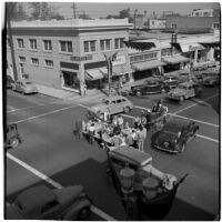 Aerial view of the post-war Labor Day parade, Los Angeles, 1946