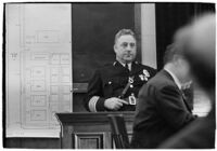 Police Chief James E. Davis testifying before the grand jury about the attempted murder of Harry Raymond, Los Angeles, 1938