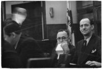 Police Captain Earle E. Kynette sits in court after being charged with conspiracy to commit murder, Los Angeles, 1938