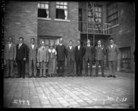 Group portrait of eleven members of the 1924 United States Olympic team from Southern California