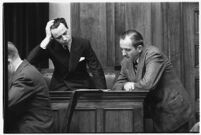 Accused murderer Paul A. Wright on the witness stand, Los Angeles, 1938