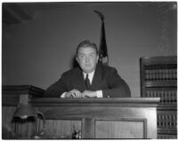 Prince David Mdivani on the witness stand during a legal battle with his ex-wife, actress Mae Murray, Los Angeles, February 27, 1940