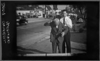 Screenshot from a film used by the prosecution at the DeWitt Clinton Cook murder trial of Cook re-enacting his murder of Anya Sosoyeva, Los Angeles, October 11, 1939