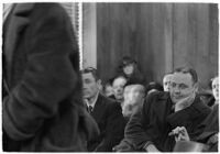 Police Captain Earle E. Kynette sits in court after being charged with conspiracy to commit murder, Los Angeles, 1938