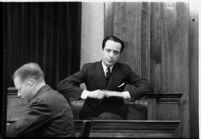 Accused murderer Paul A. Wright on the witness stand, Los Angeles, 1938