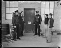 Policeman and other unidentified men at the Douglas Aircraft Corporation plant, Santa Monica, 1937