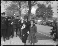 Actress Leatrice Joy and daughter Leatrice Gilbert at John Gilbert funeral, Beverly Hills, January 11, 1936