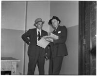 Detective Lieutenants B.G. Anderson and Tommy Bryan investigating the murder of soldier Lawrence G. Marple, Los Angeles, January 4, 1940