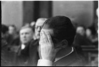 Accused murderer Paul A. Wright in court, Los Angeles, 1938