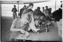 Boys taking part in a free summer camp organized by Los Angeles Sheriff Eugene Biscailuz. Circa July 1937