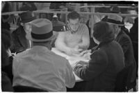 Patrons playing cards in a casino, Los Angeles, 1937