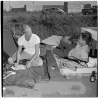 Veterans camping out at Port Hueneme for a Quonset hut and surplus military supply sale, Port Hueneme, July 15, 1946