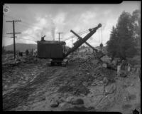 Workers use heavy equipment after flood, Los Angeles, Dec. 1934