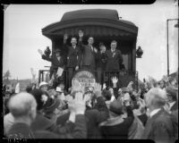 Members of Southern California Townsend club start trip to national convention, October 21, 1935