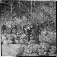 Members of Boy Scout Troop 47, who were marooned overnight in the Arroyo Seco Canyon, Los Angeles, December 9, 1946