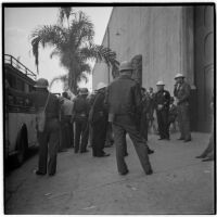 Police on hand to deal with strikers during the Conference of Studio Unions strike against all Hollywood studios, Los Angeles, October 19, 1945