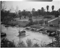 Damage after near-tornado level winds and rain strike Alhambra. February 13, 1936